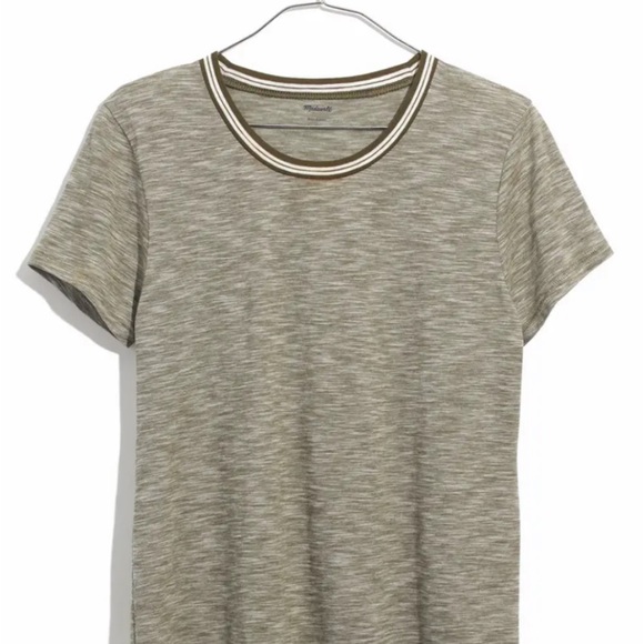 Madewell Gray/Olive Whisper Cotton Ringer Tee - Picture 12 of 13